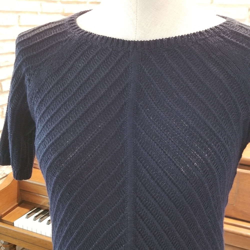 Talbots Navy Short-sleeved Knit Sweater w/ Shimmer